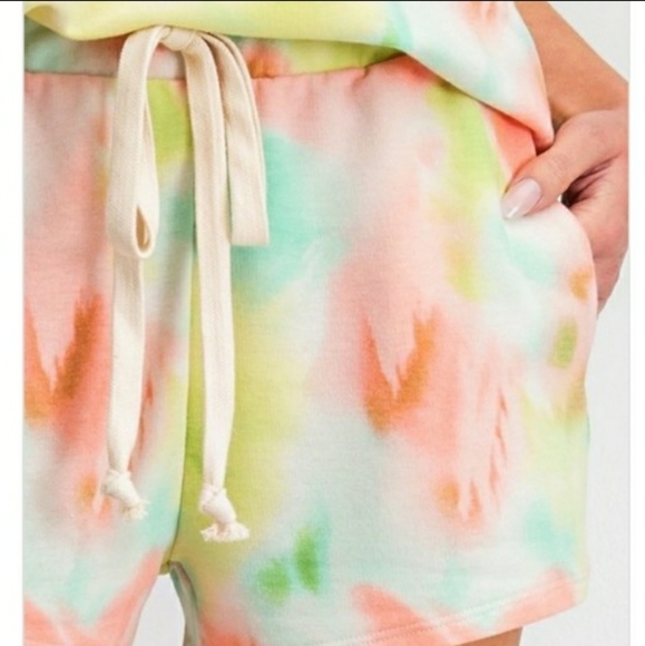 Lime and Peach 2-Piece Tie Dye Short Set - Picture 3 of 12